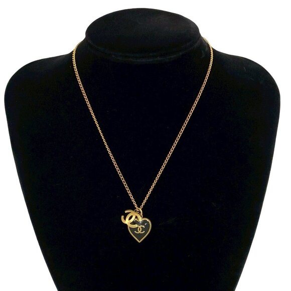 CHANEL Black Logo Necklace